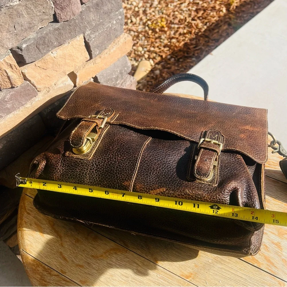 VINTAGE KATTEE CRAZY HORSE LEATHER SATCHEL BRIEFCASE LAPTOP TOTE BUSINESS BAG